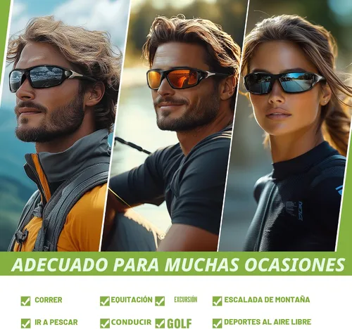 Vista 7 de Paquete de 3 lentes de sol deportivos polarizados para hombres, gafas de sol masculinas envolventes con protección UV para ciclismo, pesca