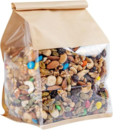 Vista 16 de Restaurantware Bag Tek - Bolsas de lazo de lata de 5.1 x 4.1 x 11.2 pulgadas con ventanas, 100 bolsas resellables con ventanas, parte inferior plana