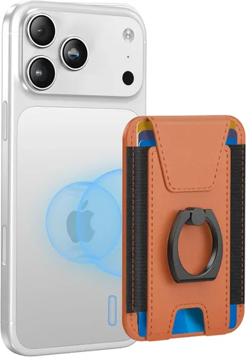 Vista 17 de ExtreLife Cartera Magsafe con agarre, soporte para 6 tarjetas, soporte magnético más fuerte para iPhone 17/16/15/14/13/12, cartera magnética