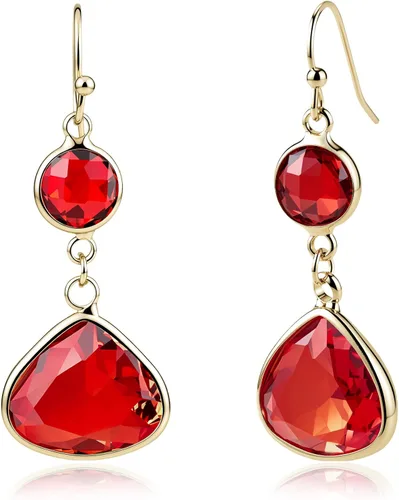 Vista 9 de Pendientes Colgantes de Zafiro Azul y Gotas de Topacio Azul en Oro Hechos a Mano con Aguamarina para Mujeres - Azul y Rosa Aguamarina (Aquamarine)