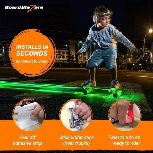 Vista 3 de Luces LED para Skateboard con Efecto Underglow - Regalo Ideal para Skateboard - Luz LED Perfecta para Longboard o Luz para Scooter, Excelente