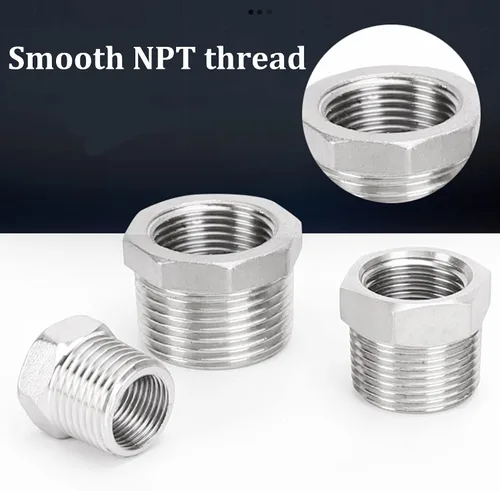 Vista 7 de 2 piezas de buje hexagonal reductor de acero inoxidable 304, NPT macho de 1/2" a NPT hembra de 1/4" (1/2"MNPT - 1/4"FNPT) accesorio de tubería buje