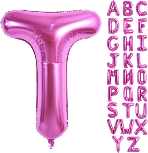Vista 18 de TONIFUL Globos grandes de 40 pulgadas de color rojo rosa con letras B, globos gigantes de letras del alfabeto, globos grandes de Mylar
