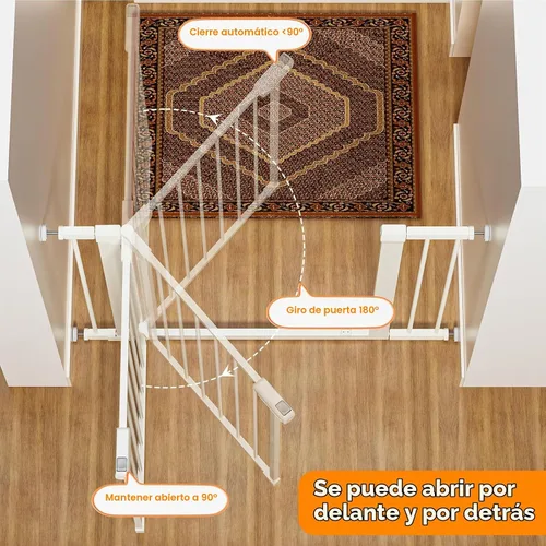 Vista 6 de Puerta magnética para bebés de 29.5 a 40.6 pulgadas para escaleras, puerta de perro montada a presión para interiores, puerta de mascotas de cierre