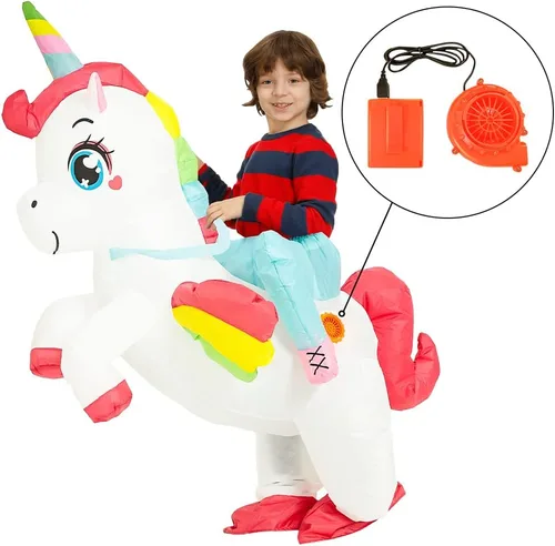 Vista 5 de Unicorn Costume Inflatable Costume Kids Blow up Costumes Toddler Ride On Deluxe Halloween Costume Boy Girl