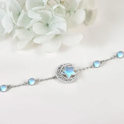 Vista 4 de Clip de papel, nudo, bizantino, doble capa, pulsera de eslabones cruzados, pulsera ajustable de plata esterlina, regalos de joyería para mujeres