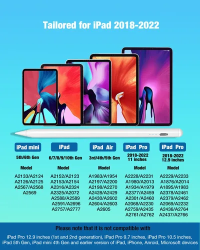 Vista 2 de Lápiz óptico para iPad con rechazo de palma y carga rápida compatible con Apple iPad Pro (2018-2022), iPad Air 3/4/5, iPad10/9/8/7/6, iPad Mini 5/6
