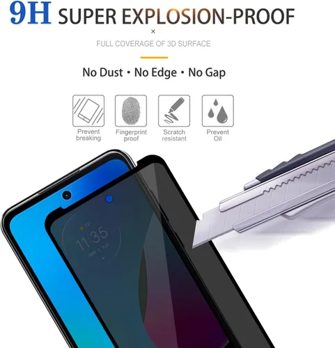Vista 5 de Paquete de 2 protectores de pantalla de privacidad para Motorola Moto G Play (2023) [vidrio templado antiespía], Ultra HD, antiarañazos, sin
