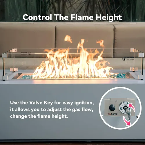 Vista 4 de Kit de quemador de hoguera de gas de acero inoxidable Skyflame extenso con encendido de chispa - Incluye encendedor de botón, llave de gas recta