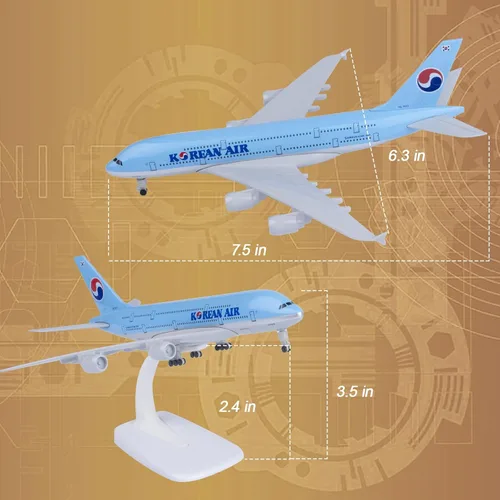 Vista 5 de 1:300 Escala coreana A380 modelo de avión fundido a troquel para adultos, hombres