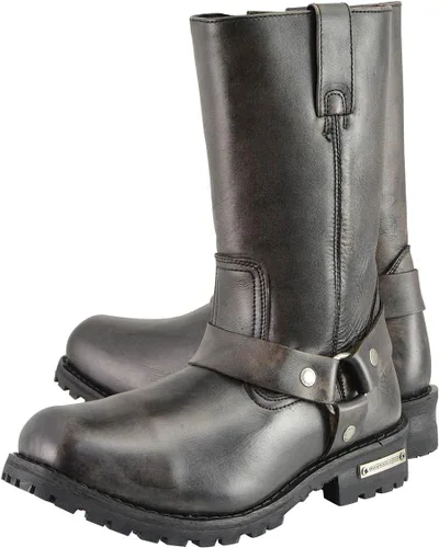 Vista 4 de Milwaukee Leather MBM9005 - Botas de motocicleta con arnés de punta cuadrada clásica de 11 pulgadas para hombre
