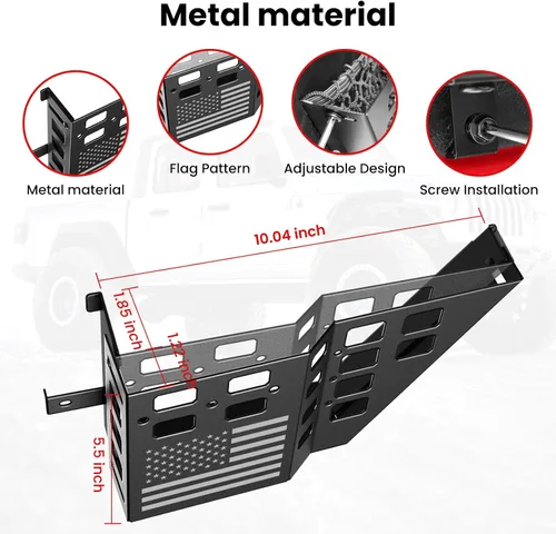 Vista 7 de DIAMOOKY Caja de almacenamiento de bolsillo de puerta delantera metálica JK 2007-2018 (ajustable)