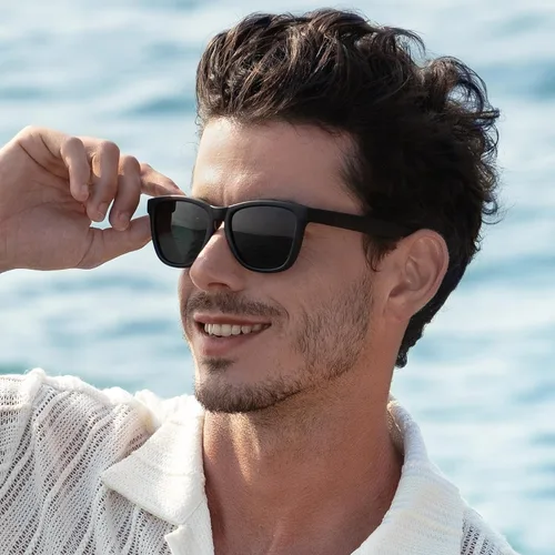 Vista 2 de STGATN Lentes de sol polarizados cuadrados para hombre, 2 paquetes en 2 estilos, marcos TR90 mate, protección UV400, antideslizantes