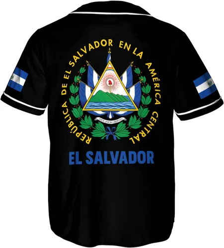 Vista 3 de Parvii Camiseta de béisbol personalizada de El Salvador Orgulloso, camiseta de El Salvador, camiseta de El Salvador, Jersey de El Salvador