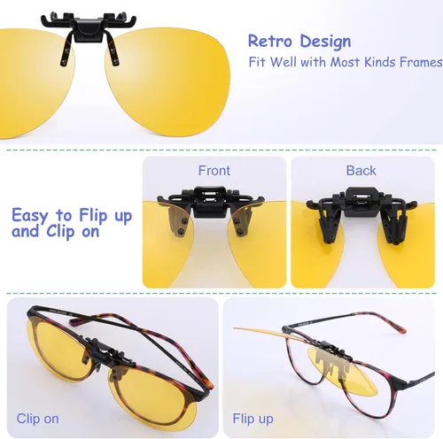 Vista 5 de Costyle Retro Polarized Clip on Flip up Plastic Sunglasses Driving Fishing Traveling
