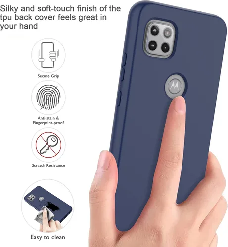 Vista 6 de Funda V/A para Motorola One 5G Ace con protector de pantalla integrado, protección de cuerpo completo a prueba de golpes, parachoques delantero