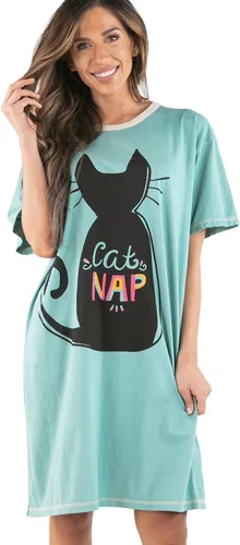 Vista 11 de Lazy One Camisones para mujer, lindo camisón para mujer, diseños de animales Camisón azul Bear Hug