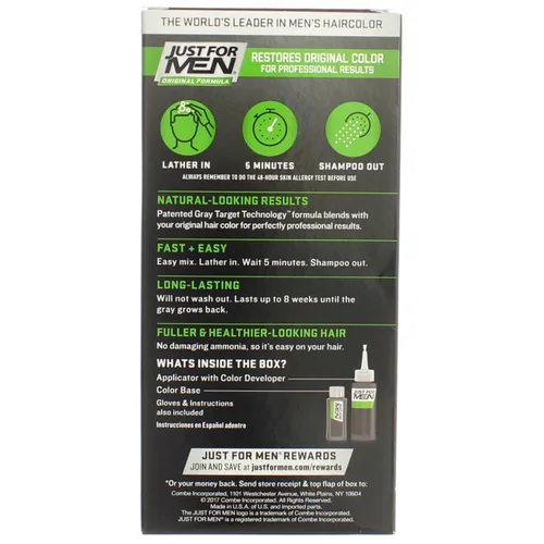 Vista 2 de JUST FOR MEN Tinte para el cabello H-55 negro real 1 unidad (paquete de 5)