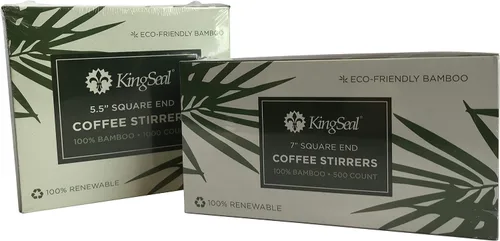 Vista 9 de KingSeal - Agitadores de café de bambú, 2000 unidades, 5.5 pulgadas, extremo cuadrado, 100% renovables y biodegradables, 2 cajas x 1000 agitadores