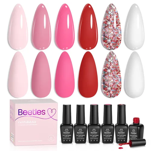 Vista 16 de Beetles - Juego de esmaltes de gel de otoño con gel floreciente, efecto A - Marrón ámbar Atracción ámbar