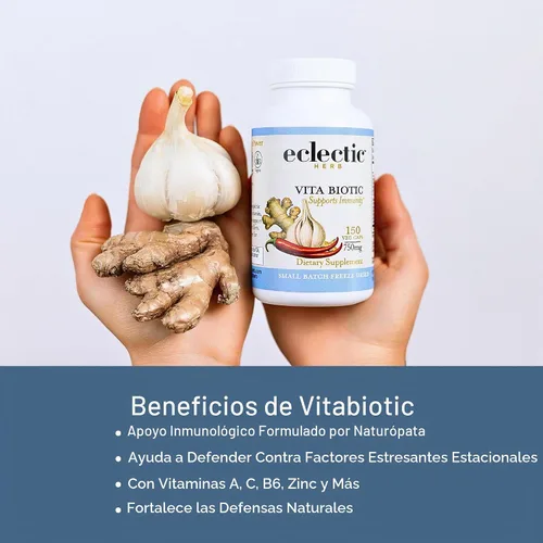 Vista 4 de Eclectic Institute Vitabiotic Immune Nuevo en cápsulas, 150 cápsulas vegetales sin OMG