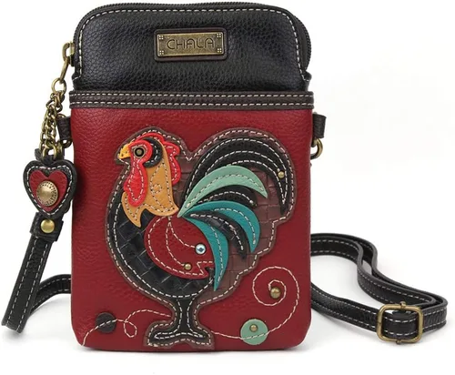 Vista 8 de CHALA Farm Animal Collection - Bolso cruzado para teléfono celular, piel sintética, lona, multicolor, con correa ajustable Vaca - Rayas Negras