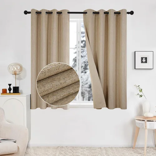 Vista 27 de Deconovo - Cortinas opacas 100% ligeras de lino sintético para dormitorio, cortinas térmicas aisladas para reducir el ruido para comedor, sala