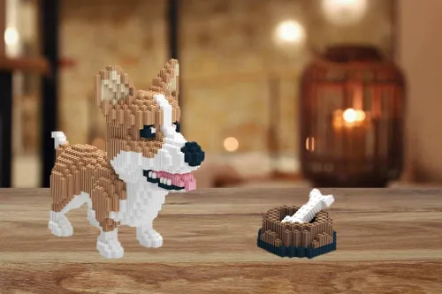 Vista 2 de BDYDT Animal Corgi Dog and Food - Juego de bloques de construcción de 1860 piezas, regalo para adultos y niños a partir de 14 años