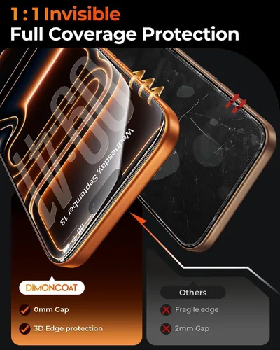 Vista 5 de DIMONCOAT Top 9H++ - Protector de pantalla de privacidad para iPhone 17 Pro