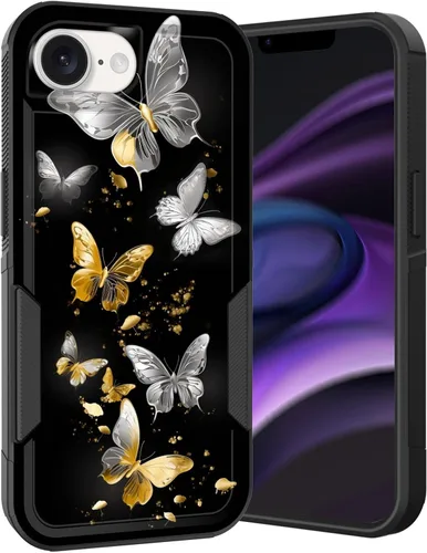 Vista 289 de Funda para iPhone Air, doble capa híbrida resistente resistente a prueba de golpes de policarbonato duro + funda protectora de silicona suave