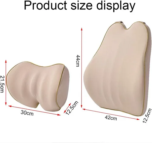 Vista 7 de Cojín de apoyo lumbar de coche y reposacabezas para el cuello, cojín de espuma viscoelástica, ajuste universal, asiento de automóvil principal