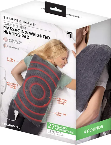 Vista 8 de Sharper Image - Almohadilla térmica con peso para masaje de calor calmante Ajustes de temperatura, función de apagado automático, regalo