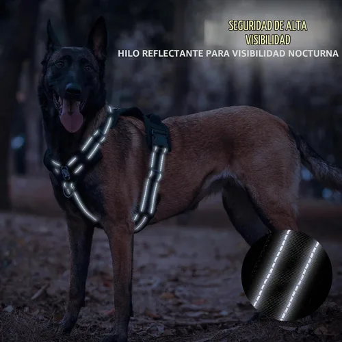 Vista 7 de OneTigris - Arnés para perro, chaleco para perro con acolchado suave sin tirones, nylon ajustable táctico de alta resistencia para perros medianos
