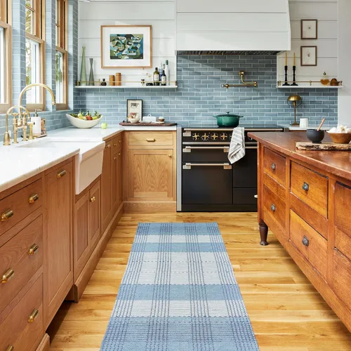 Vista 15 de Rugs USA Alfombra de lana con bloques de color azul Jay de 5 x 8 pulgadas, alto tráfico para sala de estar, dormitorio, oficina, entrada, pasillo