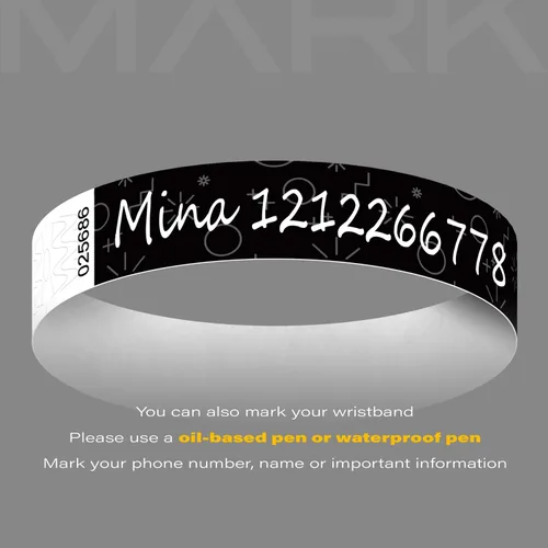 Vista 4 de Tyvek - Pulseras para eventos, diseño creativo de color, pulseras de papel de 3/4 pulgadas, paquete de 250 unidades para fiestas, agrupaciones, Negro