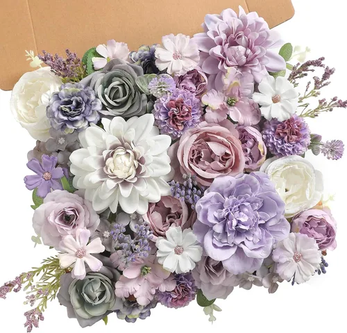 Vista 17 de Serra Flora Caja Combo de Flores Artificiales para Ramos de Boda DIY, Centros de Mesa, Arreglos, Despedida de Soltera, Fiesta, Decoraciones