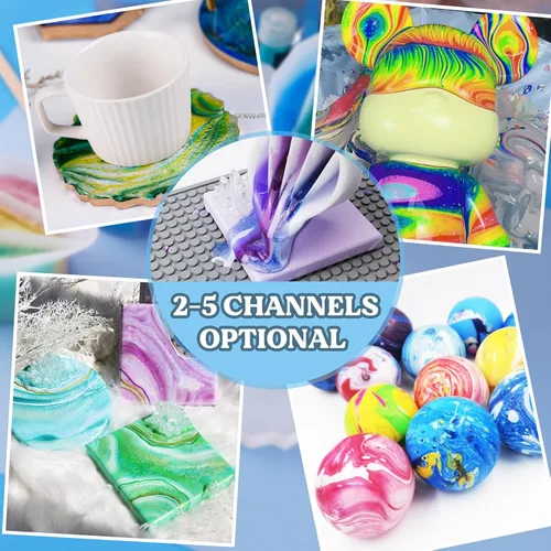 Vista 3 de LET'S RESIN Taza dividida de 17 onzas/16.9 fl oz con asa, tazas divididas gruesas y fáciles de limpiar para verter pintura con 5 canales, tazas