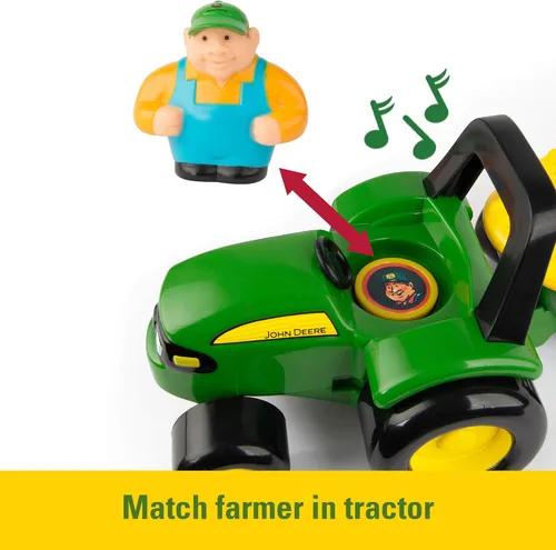 Vista 5 de TOMY John Deere Animal Sounds Hayride Juguete Musical de Tractor - Juguetes Musicales de Paseo en Carro de Heno para Niños Pequeños - Incluye Figura