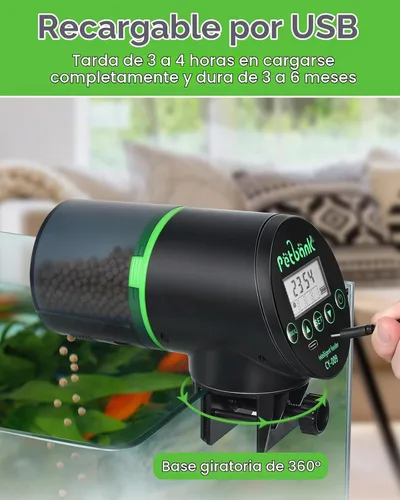 Vista 6 de Comedero automático para peces para acuario, fácil instalación y 4 Negro