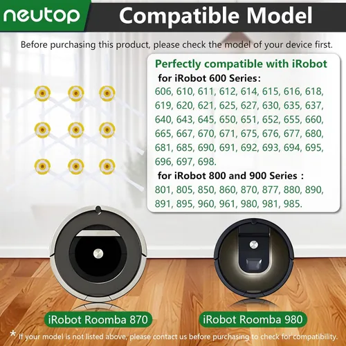 Vista 3 de Cepillo lateral de repuesto compatible con todos los iRobot Roomba 900, 800, 700, 600, 500 Series 960, 980, 981, 985, 860, 880, 890, 891, 895, 760