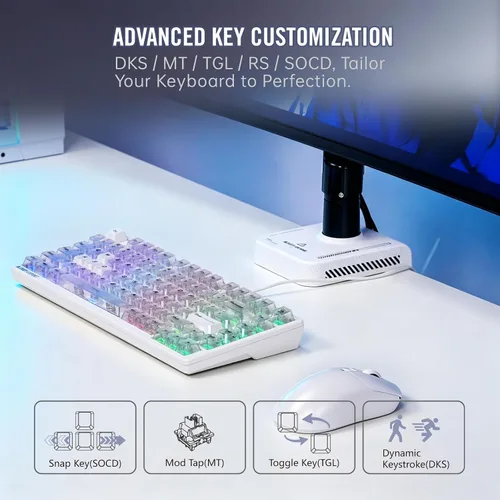 Vista 6 de Bloody MS76 Hall Effect Magnetic Gaming Keyboard Exact Reset System Analog Control 82 Key RGB Wired Crystal White (Crystal White)