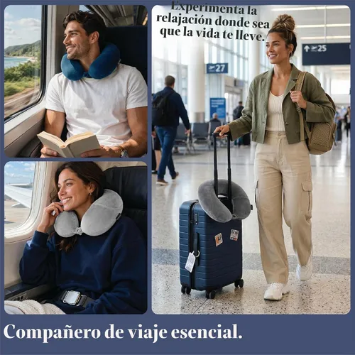 Vista 6 de Brookstone - Almohada de viaje suave con microcuentas para el cuello con bolsillo para teléfono