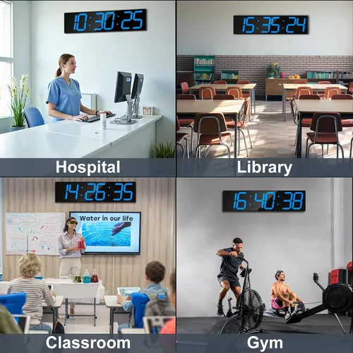 Vista 7 de CHKOSDA Reloj de pared digital grande de 28.4 pulgadas, reloj digital automático con alarma, clendar y termperature, sincronización automática