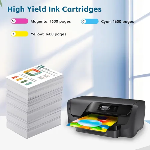 Vista 3 de 951XL - Paquete combinado de cartuchos de tinta de alto rendimiento compatibles para HP 951, cian, magenta, amarillo, 951XL, tinta de impresora a