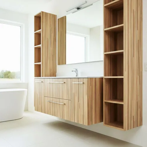 Vista 5 de ROSEROSA Papel tapiz autoadhesivo de madera para despegar y pegar, revestimiento de puerta para encimera, borde superior, moldura de espejo LW497