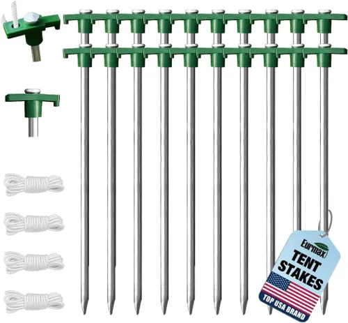Vista 11 de Eurmax Paquete de 6 anclajes de acero inoxidable de 16 pulgadas para vientos fuertes, estacas galvanizadas de 1/2 pulgada, anclajes de tierra