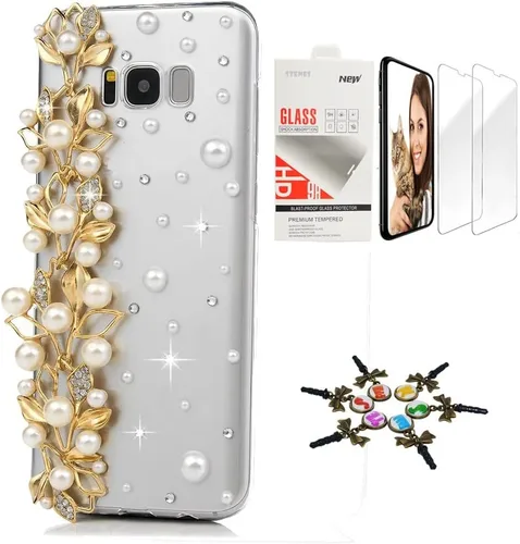 Vista 10 de Sparkle Funda compatible con Samsung Galaxy J2 Prime – Elegante funda 3D hecha a mano con diseño floral de mariposas y flores con protector