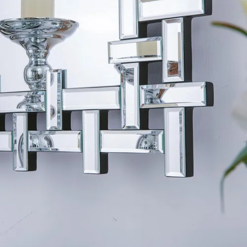 Vista 4 de Espejo grande para sala de estar, 36 x 24 pulgadas, moderno espejo decorativo con borde biselado, espejo rectangular sin marco para baño, comedor
