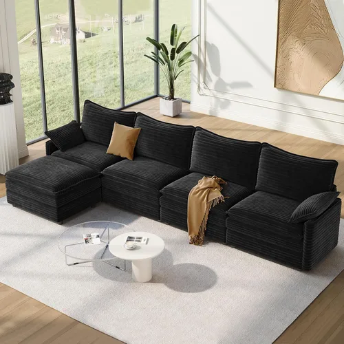 Vista 39 de Vesgantti Sofá modular de 108 pulgadas, cómodo sofá de nube con asiento profundo otomano movible, sofá modular en forma de L, sofás seccionales