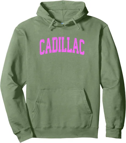 Vista 7 de Cadillac Michigan MI Vintage Athletic Sports - Sudadera con capucha de diseño rosa, Negro